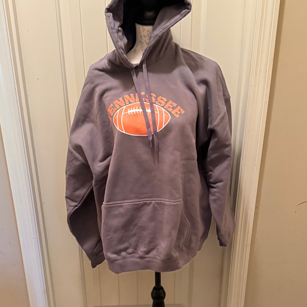 Gildan Brownish Grey Hoodie with Orange Tennessee Football Graphic